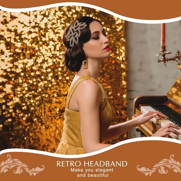 3 Pcs 1920s Flapper Headbands Women Vintage Rhinestone Gatsby Accessories - Picture 3 of 7